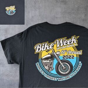 Daytona Beach 2022 Bike Week T-Shirt Men's XL Black‎ Blue Yellow Motorcycle